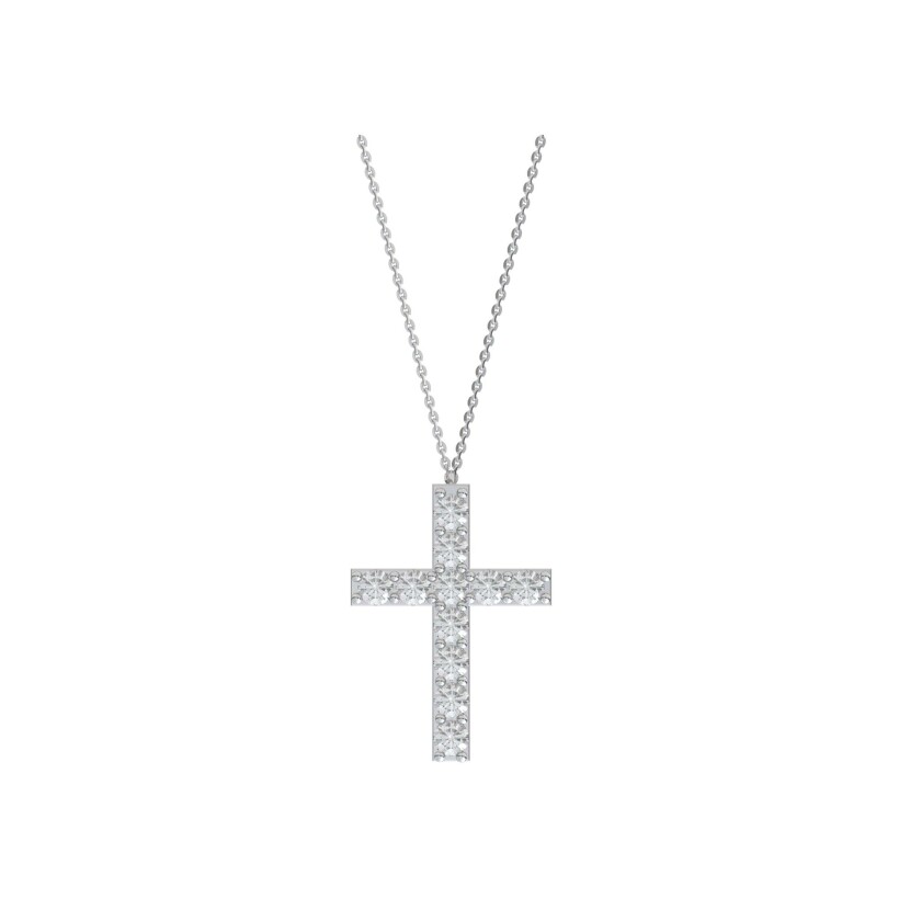 Pendentif croix Frojo en or blanc et diamants