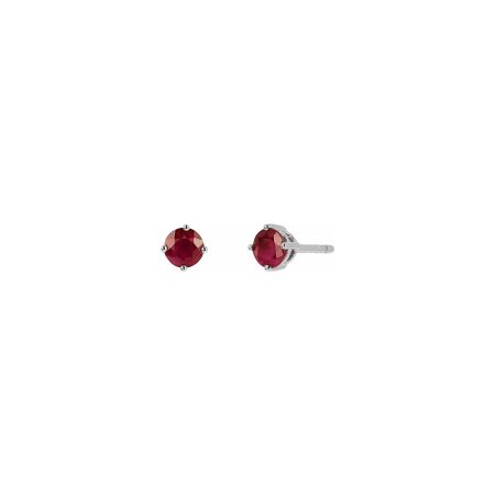 Boucles d'oreilles créoles en or blanc palladié et rubis