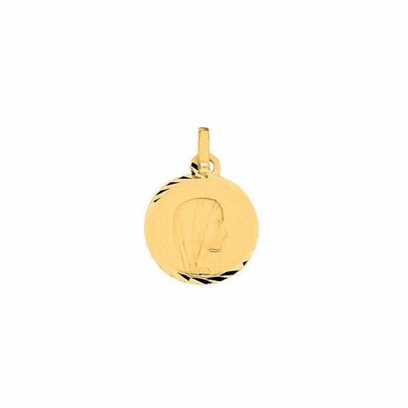Médaille de baptême vierge en or jaune 750 millièmes