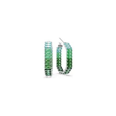Boucles d'oreilles anneaux Swarovski Matrix en métal rhodié et cristaux Swarovski