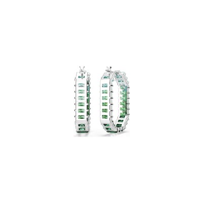Boucles d'oreilles anneaux Swarovski Matrix en métal rhodié et cristaux Swarovski