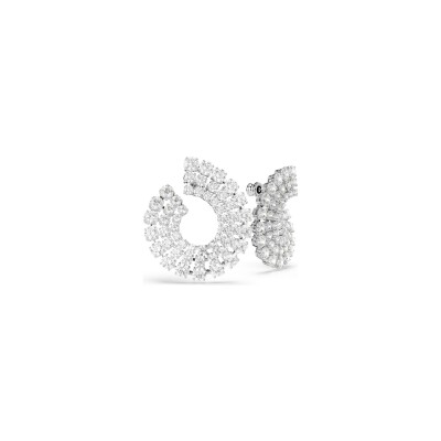 Boucles d'oreilles anneaux Swarovski Matrix en métal rhodié et cristaux Swarovski