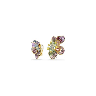 Boucles d'oreilles clip Swarovski Idyllia en métal doré et métal rhodié et cristaux Swarovski