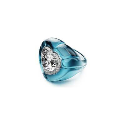 Bague cocktail Swarovski Dulcis en métal rhodié et cristaux Swarovski, taille 55