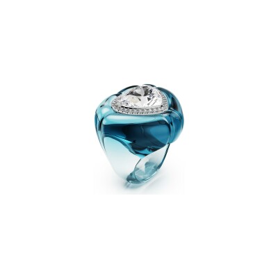 Bague cocktail Swarovski Dulcis en métal rhodié et cristaux Swarovski, taille 55