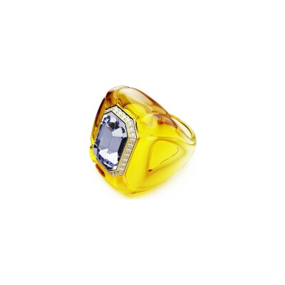 Bague cocktail Swarovski Dulcis en métal doré et cristaux Swarovski, taille 58