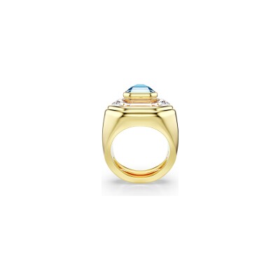 Bague cocktail Swarovski Chroma en métal doré et cristaux Swarovski, taille ajustable 55 à 60