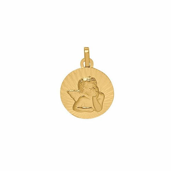 Médaille de baptême ange en or jaune 750 millièmes