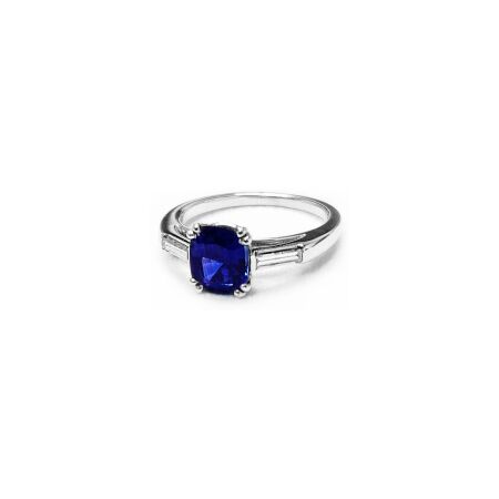 Bague Isabelle Barrier en or blanc, saphir et diamants, taille 53