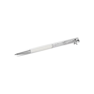 Stylo à bille Swarovski Crystalline Blanc en métal chromé, laque et cristaux Swarovski