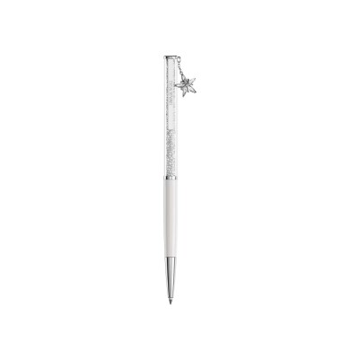 Stylo à bille Swarovski Crystalline Blanc en métal chromé, laque et cristaux Swarovski