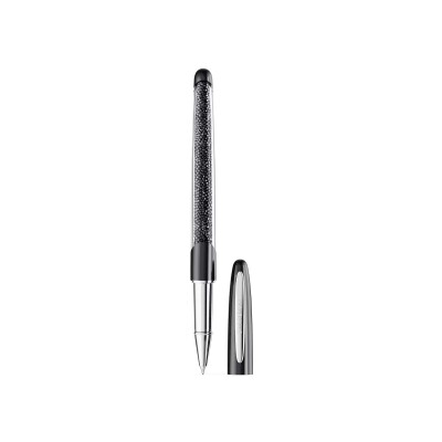 Stylo Roller Swarovski Crystalline Noir en métal chromé et cristaux Swarovski