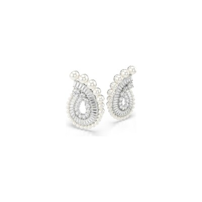 Boucles d'oreilles pendantes Swarovski x Ariana Grande en métal rhodié et cristaux Swarovski