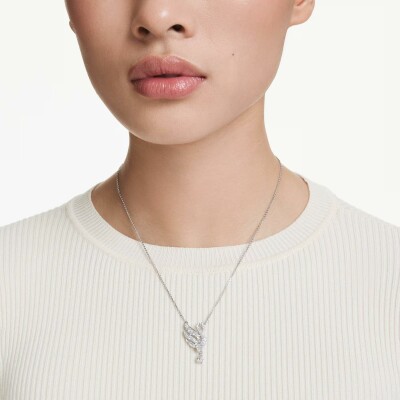 Collier Swarovski Swan en métal rhodié, cristaux Swarovski et oxyde de zirconium