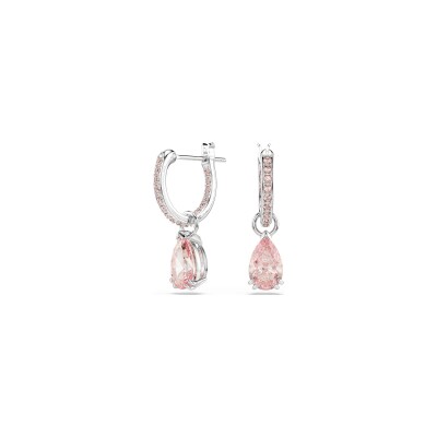 Boucles d'oreilles Swarovski en métal rhodié et cristaux swarovski