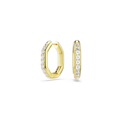 Anneaux d'oreilles Swarovski Dextera en métal doré et cristaux Swarovski