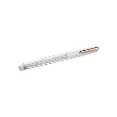 Stylo Roller Swarovski Crystalline Blanc en métal doré rose et cristaux Swarovski