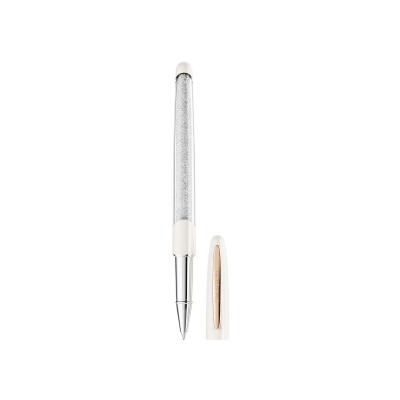 Stylo Roller Swarovski Crystalline Blanc en métal doré rose et cristaux Swarovski