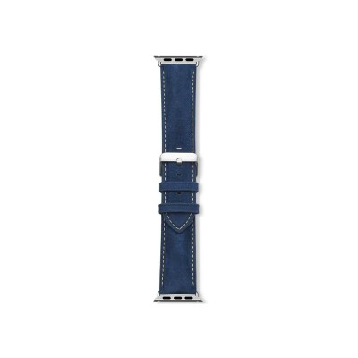 Bracelet montre Rochet Mustang en cuir marine, anse compatible apple watch - 22mm