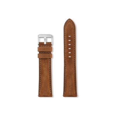 Bracelet montre Rochet Mustang en cuir cognac, anse compatible apple watch - 22mm