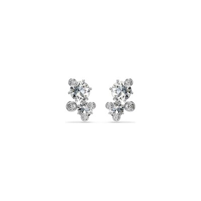 Clous d'oreilles Swarovski Constella en métal rhodié et cristaux Swarovski
