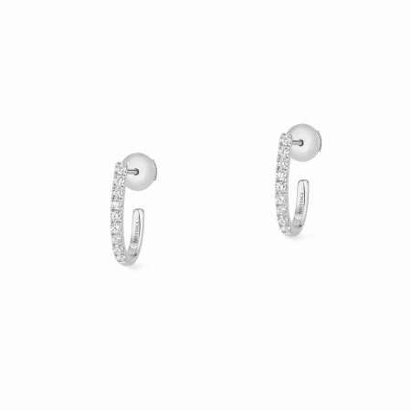 Boucles d'oreilles créoles Messika Gatsby XS en or blanc et diamants