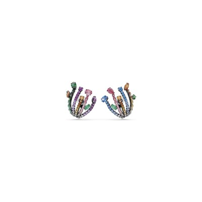 Boucles d'oreilles clip Swarovski Matrix en métal plaqué ruthénium, cristaux Swarovski et oxyde de zirconium
