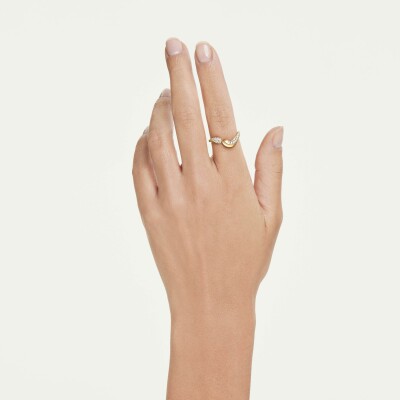 Bague ouverte Swarovski Classica en argent, métal doré et oxyde de zirconium, taille 55