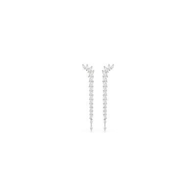 Boucles d'oreilles pendantes Swarovski Mesmera en métal rhodié et oxyde de zirconium