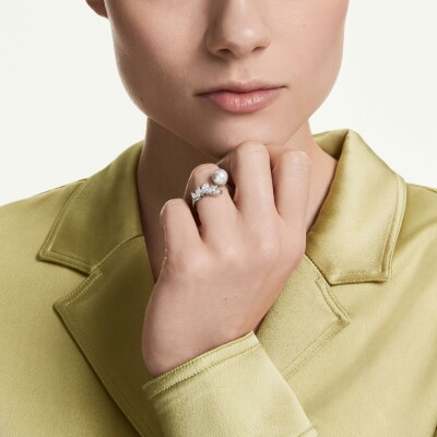 Bague Swarovski Mesmera en cristaux Swarovski, métal rhodié et oxyde de zirconium, taille 55