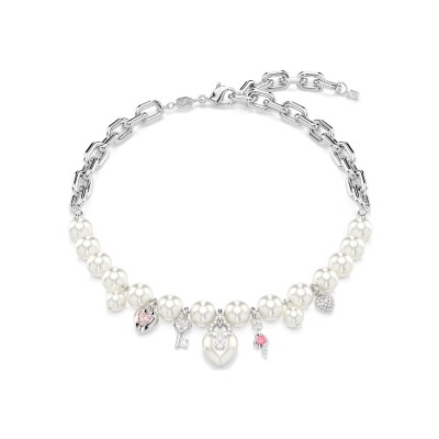 Collier Swarovski Idyllia en métal rhodié, cristaux Swarovski, oxyde de zirconium et perle de cristal