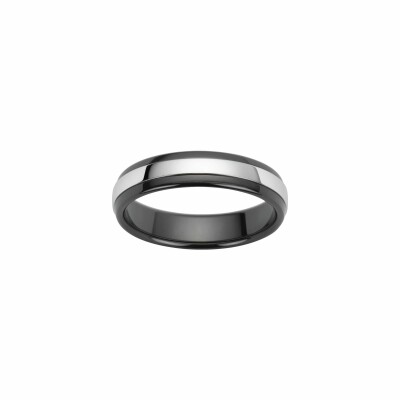 Alliance en or blanc et black zircon, 4mm