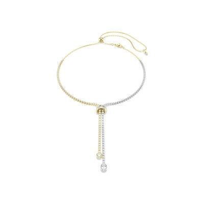 Collier Swarovski Hyperbola en cristaux Swarovski, métal doré et oxyde de zirconium
