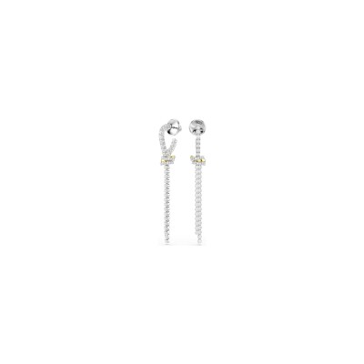 Boucles d'oreilles pendantes Swarovski Hyperbola en cristaux Swarovski, métal doré et oxyde de zirconium