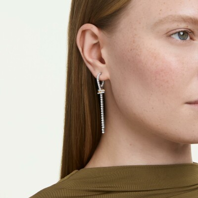 Boucles d'oreilles pendantes Swarovski Hyperbola en cristaux Swarovski, métal doré et oxyde de zirconium