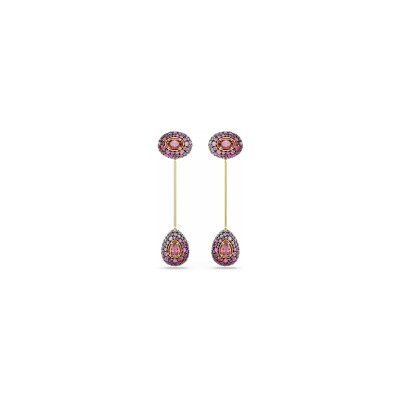 Boucles d'oreilles pendantes Swarovski Sublima en métal doré et oxyde de zirconium