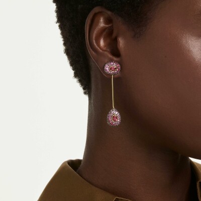 Boucles d'oreilles pendantes Swarovski Sublima en métal doré et oxyde de zirconium