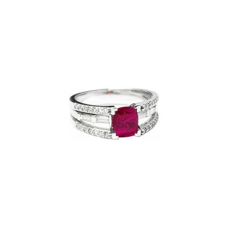 Bague Isabelle Barrier en or blanc, rubis et diamants, taille 52