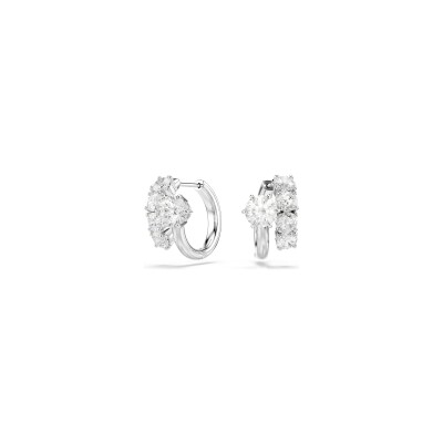 Boucles d'oreilles créoles Swarovski Matrix en métal rhodié et oxyde de zirconium