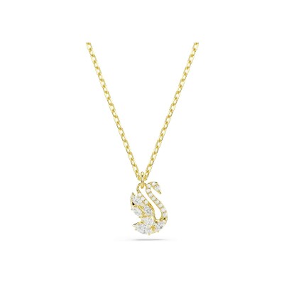 Pendentif Swarovski Swan en cristaux Swarovski, métal doré et oxyde de zirconium