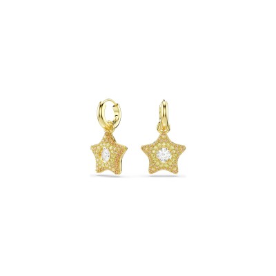 Boucles d'oreilles pendantes Swarovski Sublima en métal doré et oxyde de zirconium