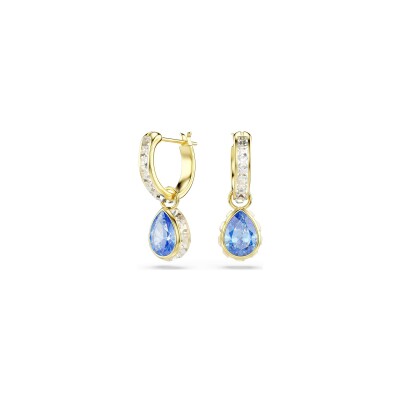 Boucles d'oreilles pendantes Swarovski Chroma en cristaux Swarovski, métal doré et oxyde de zirconium