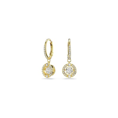 Boucles d'oreilles pendantes Swarovski Una en cristaux Swarovski, métal doré et oxyde de zirconium