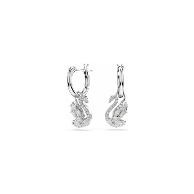 Boucles d'oreilles pendantes Swarovski Swan en métal rhodié et oxyde de zirconium