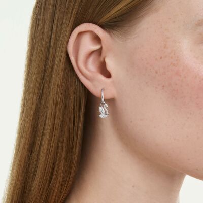 Boucles d'oreilles pendantes Swarovski Swan en métal rhodié et oxyde de zirconium