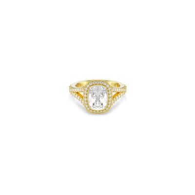 Bague Swarovski Una en cristaux Swarovski, métal doré et oxyde de zirconium, taille 52
