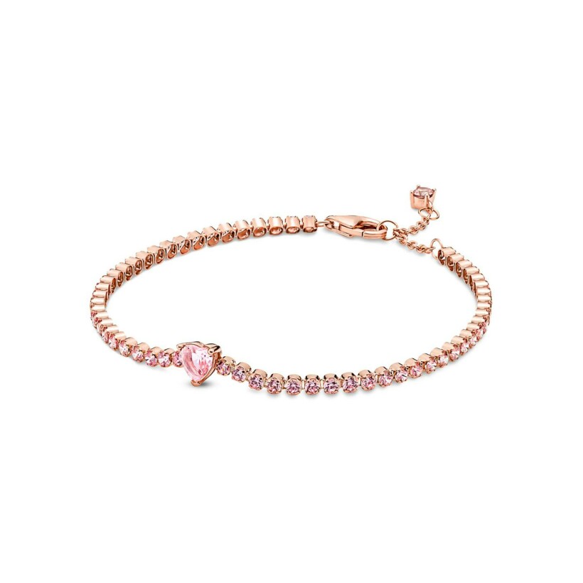 Bracelet Pandora rivière cœur en métal doré rose, 20cm