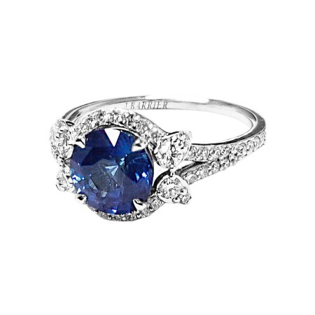 Bague Isabelle Barrier Entourage en or blanc, saphir et diamants, taille 53