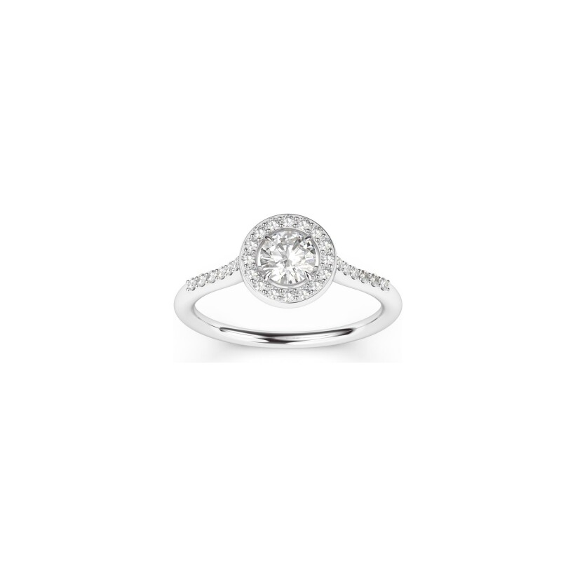 Bague solitaire Frojo en or blanc et diamants, taille 49