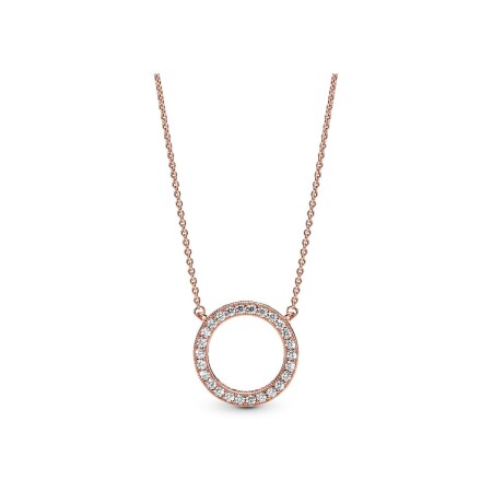 Collier Pandora Signature cercle scintillant en métal doré rose et oxyde de zirconium, 45cm